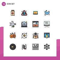 16 iconos creativos signos y símbolos modernos de vuelo computadora completa abajo pc elementos de diseño de vectores creativos editables