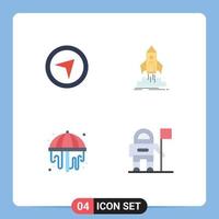 User Interface Pack of 4 Basic Flat Icons of direction park launch shuttle astronaut Editable Vector Design Elements