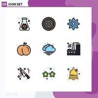 Stock Vector Icon Pack of 9 Line Signs and Symbols for industry building setting weather cloud Editable Vector Design Elements