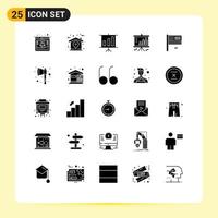 25 User Interface Solid Glyph Pack of modern Signs and Symbols of collapse projector business graph chart Editable Vector Design Elements