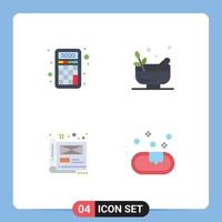 Set of 4 Vector Flat Icons on Grid for accounting creative education bowl document Editable Vector Design Elements