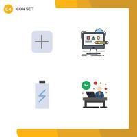 4 Universal Flat Icons Set for Web and Mobile Applications instagram battery upload design charging Editable Vector Design Elements