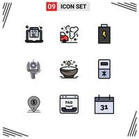 9 Creative Icons Modern Signs and Symbols of diya production pollution machine automation Editable Vector Design Elements