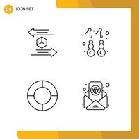Editable Vector Line Pack of 4 Simple Filledline Flat Colors of box chart return fashion pie Editable Vector Design Elements