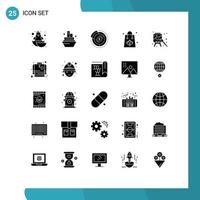 Set of 25 Commercial Solid Glyphs pack for easel shopping budget sale autumn Editable Vector Design Elements