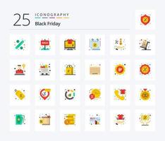 Black Friday 25 Flat Color icon pack including sale. percent. shop. date. sale vector