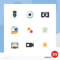 Set of 9 Modern UI Icons Symbols Signs for chat bubble management packing content music Editable Vector Design Elements