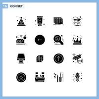 16 User Interface Solid Glyph Pack of modern Signs and Symbols of smart left right layer street city Editable Vector Design Elements