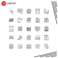 Pack of 25 Modern Lines Signs and Symbols for Web Print Media such as analytics retail hardware cart pin Editable Vector Design Elements