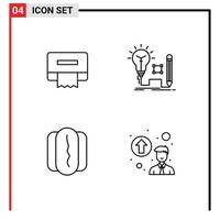 Line Pack of 4 Universal Symbols of cleaning hotdog idea lamp personal up gradation Editable Vector Design Elements