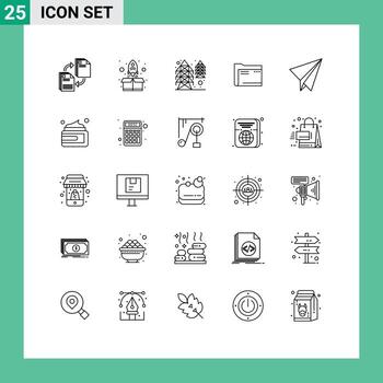 paquete de 25 líneas modernas, signos y símbolos para medios de impresión web, como el suministro de archivos de paquetes de computadora vacíos, elementos de diseño de vectores editables