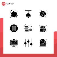 Set of 9 Modern UI Icons Symbols Signs for patrick irish eye ireland pause Editable Vector Design Elements