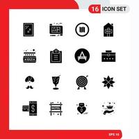 16 Thematic Vector Solid Glyphs and Editable Symbols of sign board plan sold house Editable Vector Design Elements