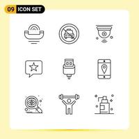9 Universal Outlines Set for Web and Mobile Applications message chat off wifi internet of things Editable Vector Design Elements