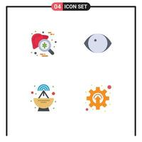 Set of 4 Modern UI Icons Symbols Signs for checkup antenna testing face satellite Editable Vector Design Elements