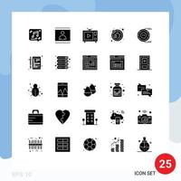 Pictogram Set of 25 Simple Solid Glyphs of analysis thumb photo likes video Editable Vector Design Elements