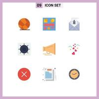 9 Universal Flat Colors Set for Web and Mobile Applications speaker gears mail control threat Editable Vector Design Elements