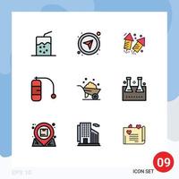 9 User Interface Filledline Flat Color Pack of modern Signs and Symbols of spring construction love barrow travel Editable Vector Design Elements