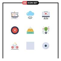 Stock Vector Icon Pack of 9 Line Signs and Symbols for mail wireframe computer ux layout Editable Vector Design Elements