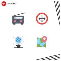 Group of 4 Modern Flat Icons Set for device protection user military light Editable Vector Design Elements