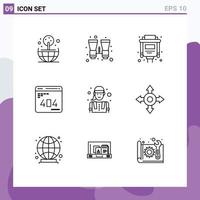 9 Creative Icons Modern Signs and Symbols of labour construction worker port website error Editable Vector Design Elements