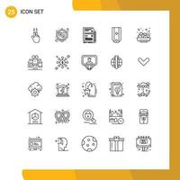Universal Icon Symbols Group of 25 Modern Lines of food rank design one insignia Editable Vector Design Elements