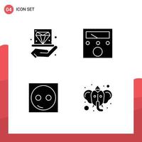 Set of 4 Modern UI Icons Symbols Signs for business electric hold meter equipment Editable Vector Design Elements