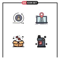 paquete de iconos de vectores de stock de 4 signos y símbolos de línea para devolver elementos de diseño de vectores editables del corazón del sistema digital de regalo