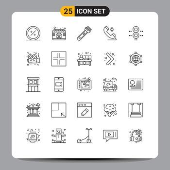 25 Universal Lines Set for Web and Mobile Applications plus medical day hiking flash Editable Vector Design Elements