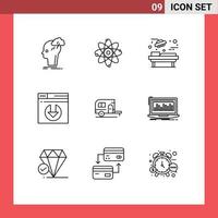 User Interface Pack of 9 Basic Outlines of camping server download laboratory server download surgery Editable Vector Design Elements