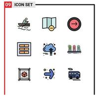 Pictogram Set of 9 Simple Filledline Flat Colors of business ux interface ui grid Editable Vector Design Elements