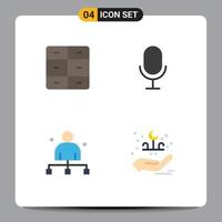 Set of 4 Modern UI Icons Symbols Signs for closet chief interior record head Editable Vector Design Elements