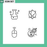 Mobile Interface Line Set of 4 Pictograms of tube hardware test internet wireless Editable Vector Design Elements