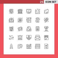 Universal Icon Symbols Group of 25 Modern Lines of add laboratory computer flasks pc Editable Vector Design Elements