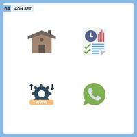 Modern Set of 4 Flat Icons Pictograph of home security data report setting Editable Vector Design Elements