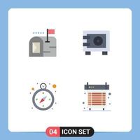 símbolos de iconos universales grupo de 4 iconos planos modernos de navegación por correo electrónico casillero de depósito refrigeración elementos de diseño vectorial editables vector