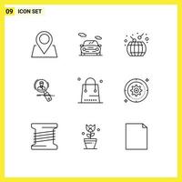 9 Universal Outlines Set for Web and Mobile Applications resume personal china hunting employee Editable Vector Design Elements