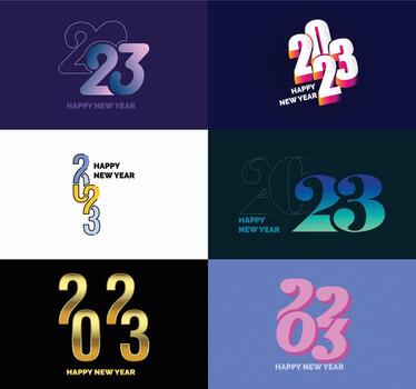 Big Set of 2023 Happy New Year logo text design 2023 number design template vector