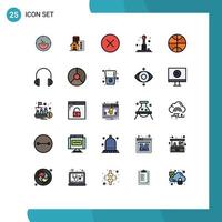 Set of 25 Modern UI Icons Symbols Signs for basketball play office games arcade Editable Vector Design Elements