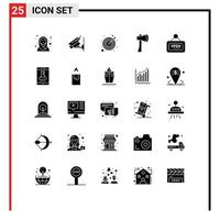 Set of 25 Modern UI Icons Symbols Signs for marketing building strategy axe tool ax tool Editable Vector Design Elements