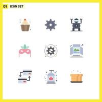 9 Universal Flat Color Signs Symbols of options setting robot preferences mask Editable Vector Design Elements