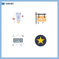 4 iconos planos universales establecidos para aplicaciones web y móviles elementos de diseño vectorial editables de teclado de señal de spa de entrada de belleza vector