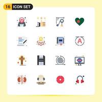 16 Thematic Vector Flat Colors and Editable Symbols of coding country device bangladesh heart Editable Pack of Creative Vector Design Elements