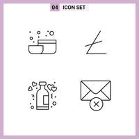 Universal Icon Symbols Group of 4 Modern Filledline Flat Colors of bowl romance lite coin bottle delete Editable Vector Design Elements