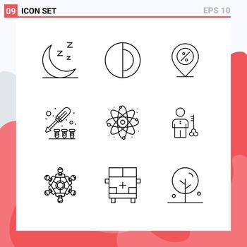 Modern Set of 9 Outlines and symbols such as react screw offer tool driver Editable Vector Design Elements