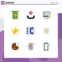 Universal Icon Symbols Group of 9 Modern Flat Colors of contacts communication lock book food Editable Vector Design Elements