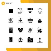 Set of 16 Modern UI Icons Symbols Signs for park light file elements military Editable Vector Design Elements