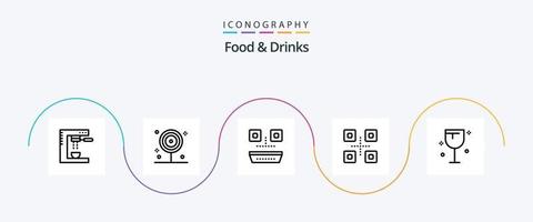 paquete de iconos de la línea 5 de alimentos y bebidas que incluye. vaso. chupete. alimento. comida japonesa vector