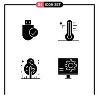 Pictogram Set of 4 Simple Solid Glyphs of computers temperature hardware light forest Editable Vector Design Elements