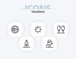 paquete de iconos de línea de vacaciones 5 diseño de iconos. . crema. playa. playa. verano vector